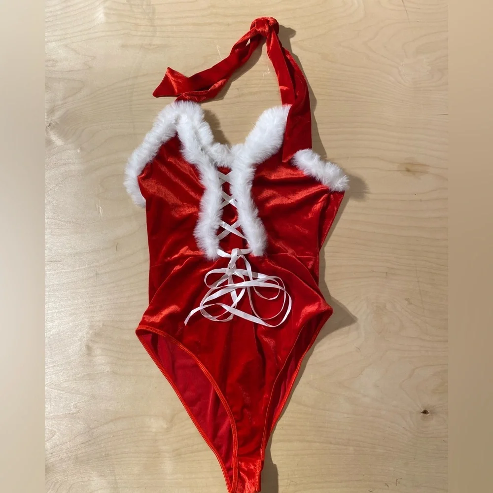 Avid Love Red One Piece Santa Swimsuit with White Trim XXL (OP)
